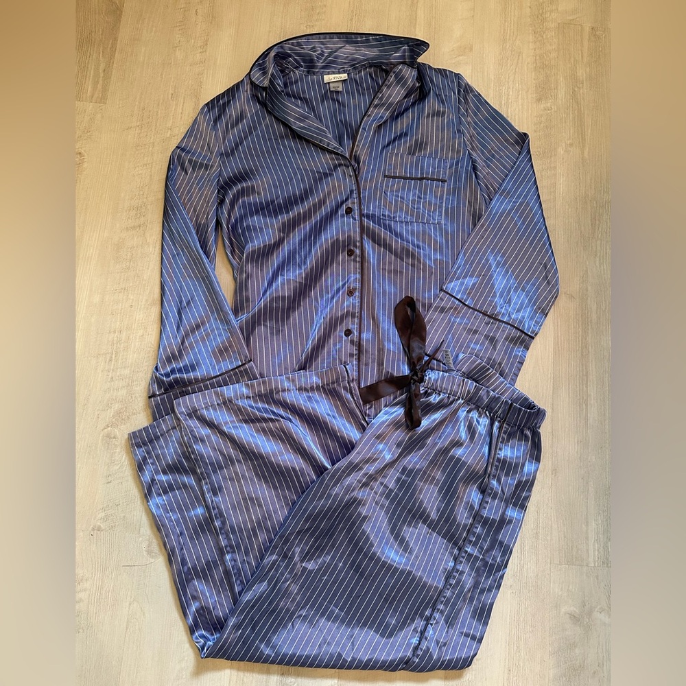 La SENZA Shimmering Navy Striped Pajama Set